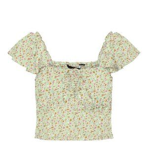SHORT-SLEEVED FLORAL TOP